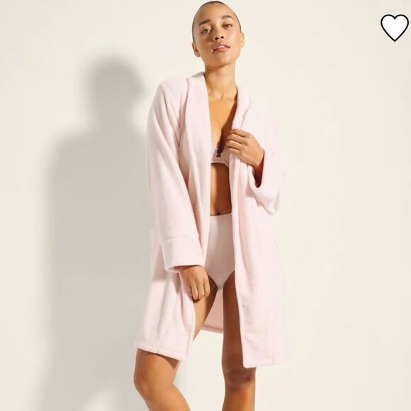 Soma Pink Plush Short Bath/Lounging Robe L/XL Woman's NWT Soft Comfy Loungewear - Picture 5 of 11